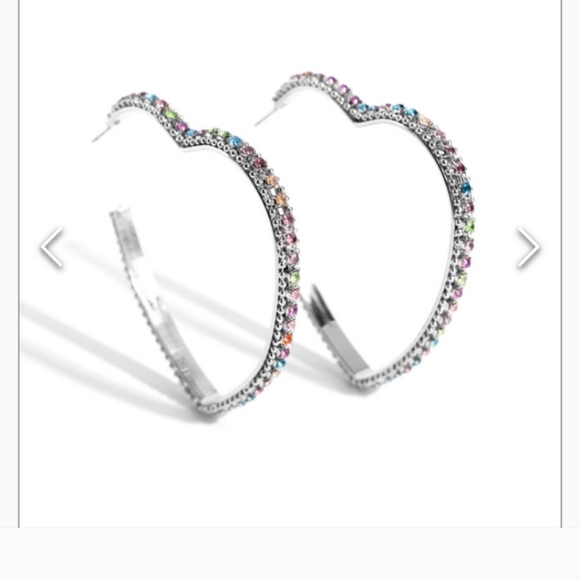 Halftime Hearts Hoop Earrings Post - Picture 1 of 3